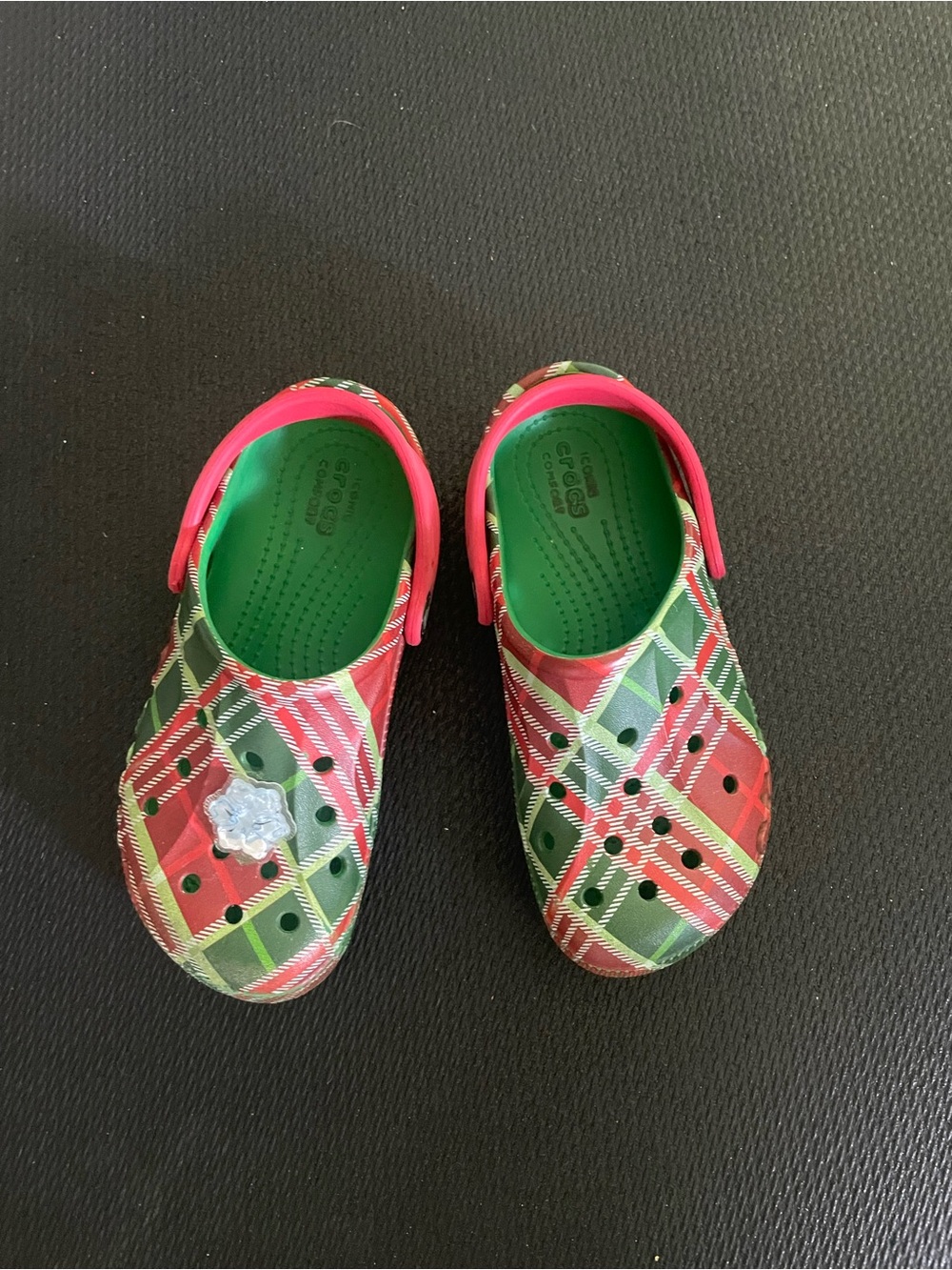 Kids Plaid Garden Crocs - Red & Green